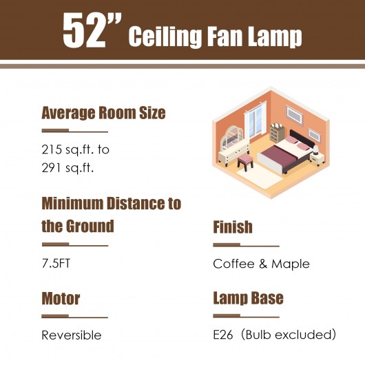 52 Inch 3-Speed Crystal Ceiling Fan Light with Remote Control-Black - Image 5