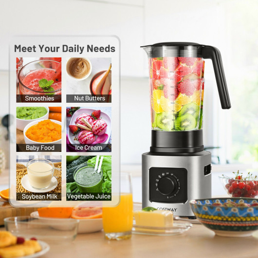 1500W 5-Speed Countertop Smoothie Blender with 5 Presets and 68oz Tritan Jar-Silver - Image 2