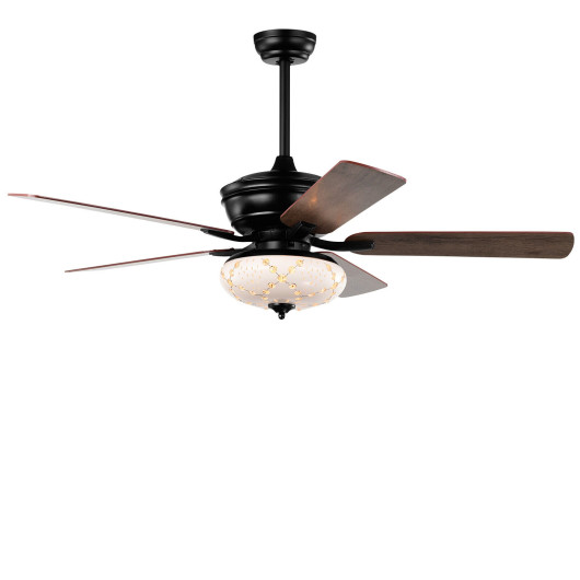 52 Inch Ceiling Fan with 3 Wind Speeds and 5 Reversible Blades-Black - Image 4