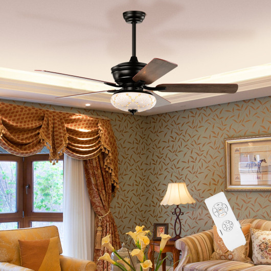 52 Inch Ceiling Fan with 3 Wind Speeds and 5 Reversible Blades-Black - Image 6
