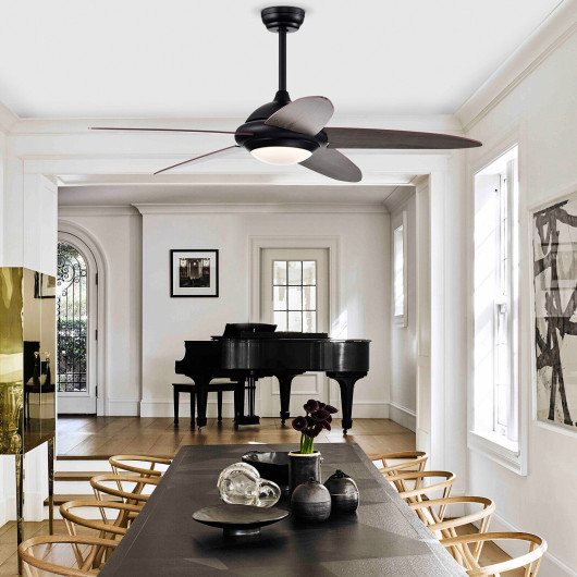 52 Inch Ceiling Fan with Lights and 3 Lighting Colors-Black - Image 5