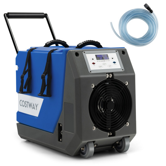180 PPD Commercial Dehumidifier with Pump Drain Hose and Wheels-Blue - Image 2