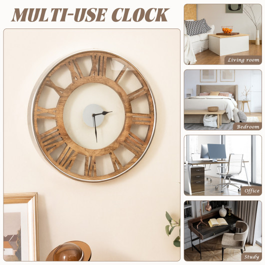 16 - 20 Inch Silent Wall Clock with Classic Frame and Classic Roman Number-20 Inch - Image 4