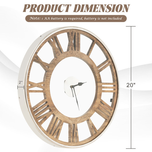 16 - 20 Inch Silent Wall Clock with Classic Frame and Classic Roman Number-20 Inch - Image 5