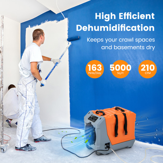 163 Pints-Day Commercial Dehumidifier with Pump and Drain Hose-Orange - Image 4