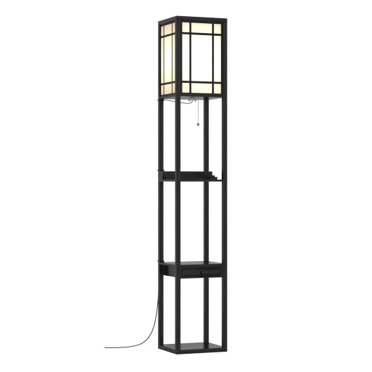 Modern Floor Lamp with Shelves and Drawer - Image 2