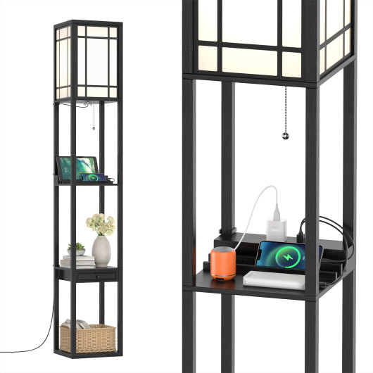 Modern Floor Lamp with Shelves and Drawer - Image 5