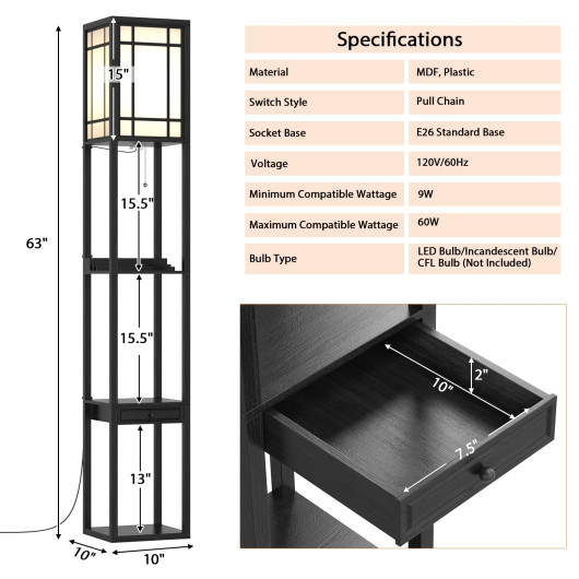 Modern Floor Lamp with Shelves and Drawer - Image 6