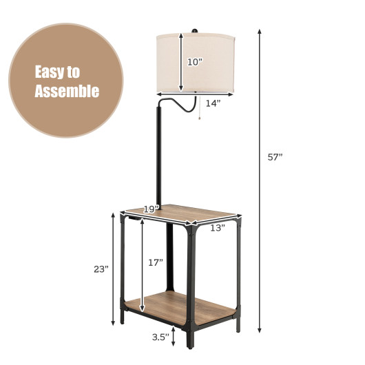360 Rotatable Floor Lamp with End Table and USB Charging Ports - Image 3