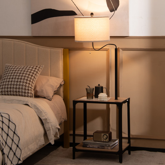 360 Rotatable Floor Lamp with End Table and USB Charging Ports - Image 4