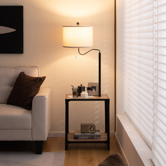 360 Rotatable Floor Lamp with End Table and USB Charging Ports - Image 5