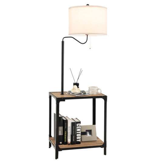 360 Rotatable Floor Lamp with End Table and USB Charging Ports