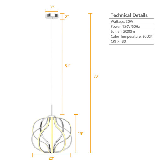 Modern Dimmable Warm White LED Chandelier - Image 3