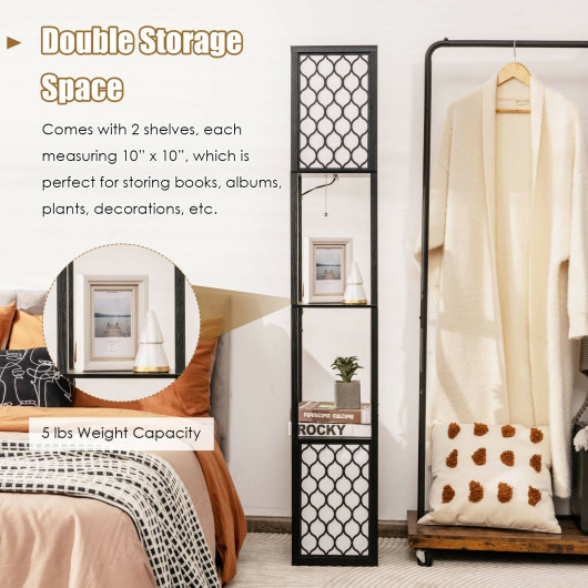 Modern Shelf Freestanding Floor Lamp with Double Lamp Pull Chain and Foot Switch - Image 4