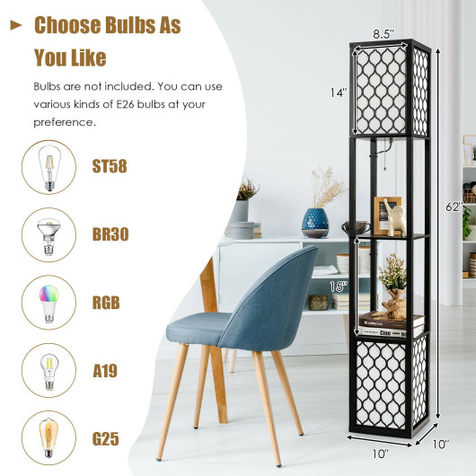 Modern Shelf Freestanding Floor Lamp with Double Lamp Pull Chain and Foot Switch - Image 6