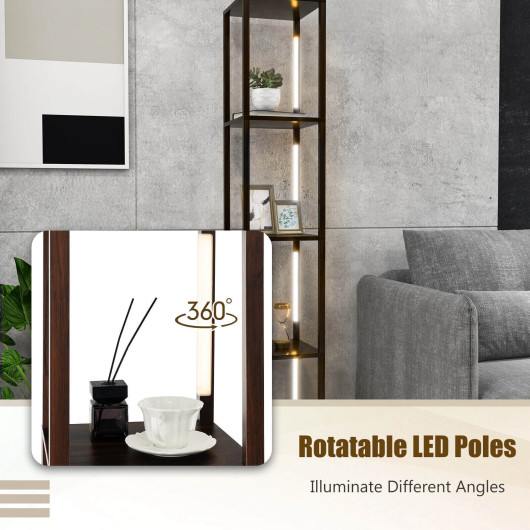 64 Inches Floor Lamp with 3-Level Dimmable LED Bulbs and Rotatable LED Poles-Walnut - Image 3