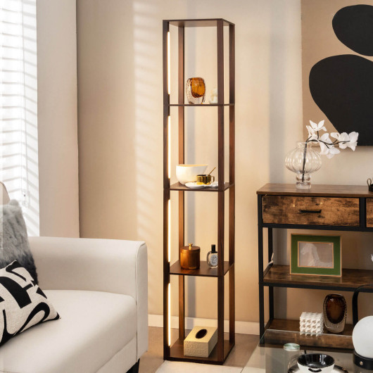 64 Inches Floor Lamp with 3-Level Dimmable LED Bulbs and Rotatable LED Poles-Walnut - Image 5
