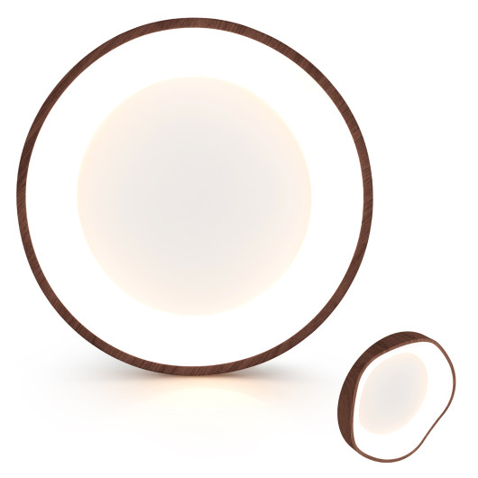 24W Modern LED Mount Ceiling Light with Wood Pattern and Metal Frame-Brown - Image 2