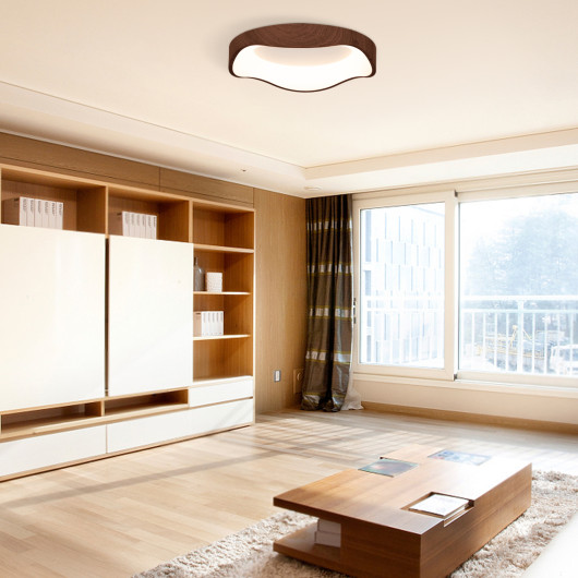 24W Modern LED Mount Ceiling Light with Wood Pattern and Metal Frame-Brown - Image 4