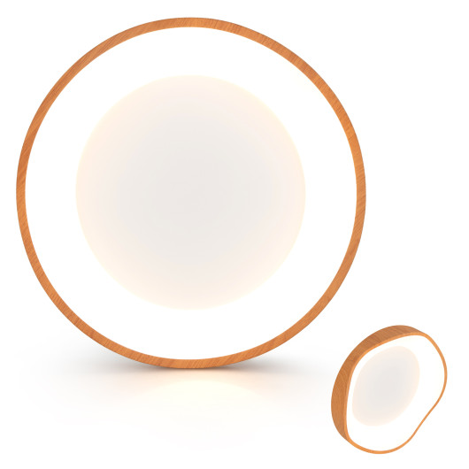 24W Modern LED Mount Ceiling Light with Wood Pattern and Metal Frame-Natural - Image 3