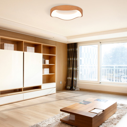 24W Modern LED Mount Ceiling Light with Wood Pattern and Metal Frame-Natural - Image 5