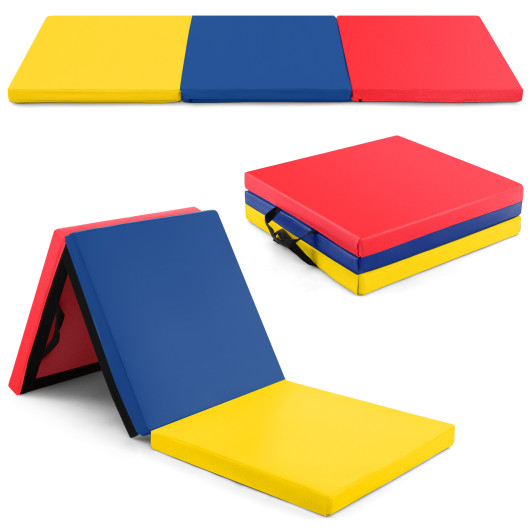 6 x 2 FT Tri-Fold Gym Mat with Handles and Removable Zippered Cover-Multicolor - Image 6