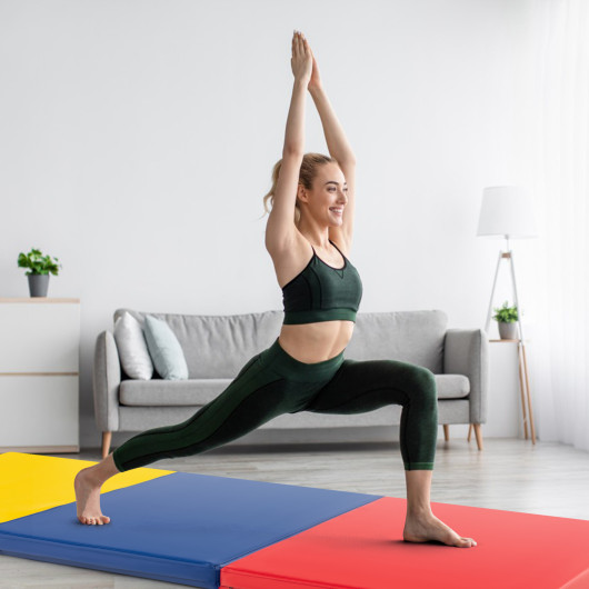 6 x 2 FT Tri-Fold Gym Mat with Handles and Removable Zippered Cover-Multicolor - Image 2