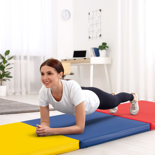 6 x 2 FT Tri-Fold Gym Mat with Handles and Removable Zippered Cover-Multicolor - Image 3