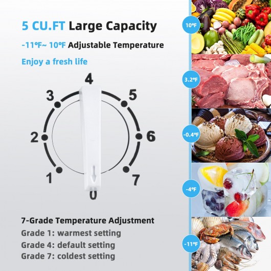 3.5-5 Cu.ft Compact Chest Freezer with Removable Storage Basket-5 Cubic Feet - Image 2