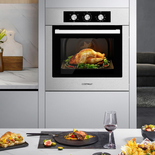 24 Inch Single Wall Oven 2.47Cu.ft with 5 Cooking Modes-Silver - Image 4
