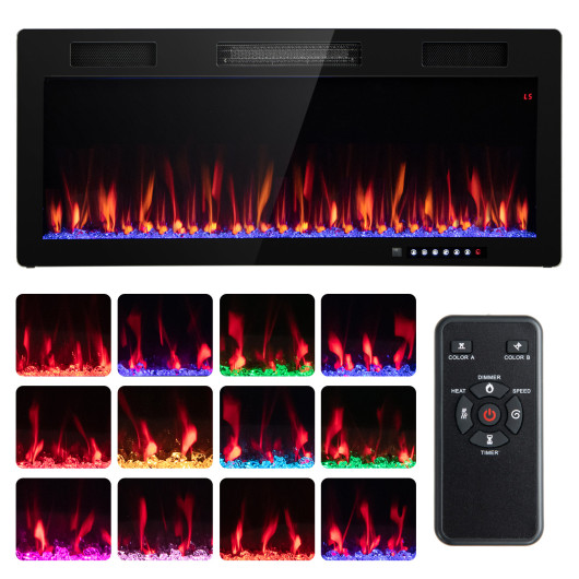 Electric Fireplace 40-50-60 Inches Recessed and Wall Mounted for 2' x 6' Stud-40 Inches