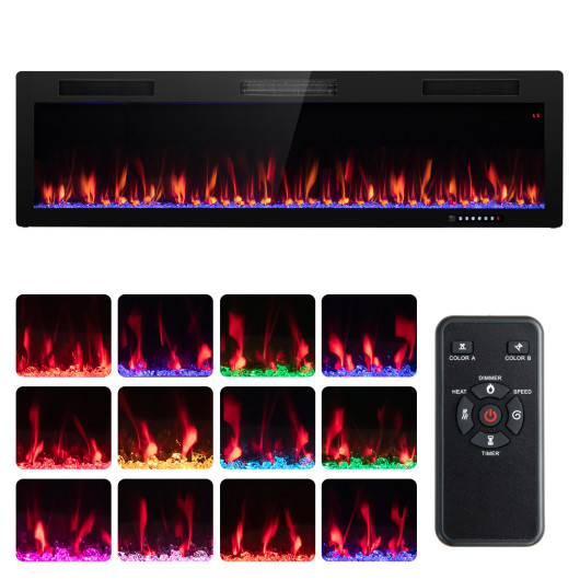 Electric Fireplace 40-50-60 Inches Recessed and Wall Mounted for 2' x 6' Stud-60 inches