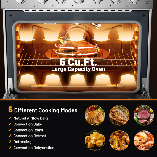 36 Inches Freestanding Natural Gas Range with 6 Burners Cooktop - Image 6