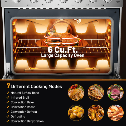 36 Inches Freestanding Natural Gas Range with 6 Burners Cooktop - Image 5