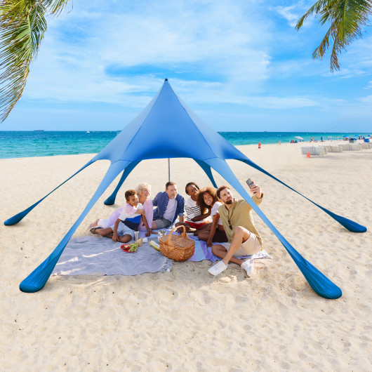 20 x 20 Feet Beach Canopy Tent with UPF50+ Sun Protection and Shovel-Blue - Image 2