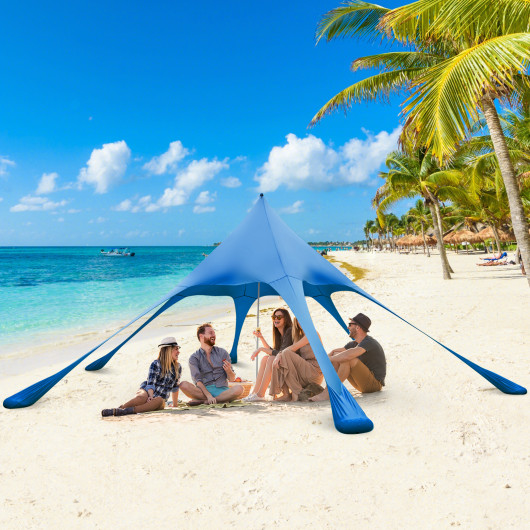 20 x 20 Feet Beach Canopy Tent with UPF50+ Sun Protection and Shovel-Blue - Image 3