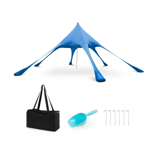 20 x 20 Feet Beach Canopy Tent with UPF50+ Sun Protection and Shovel-Blue - Image 4