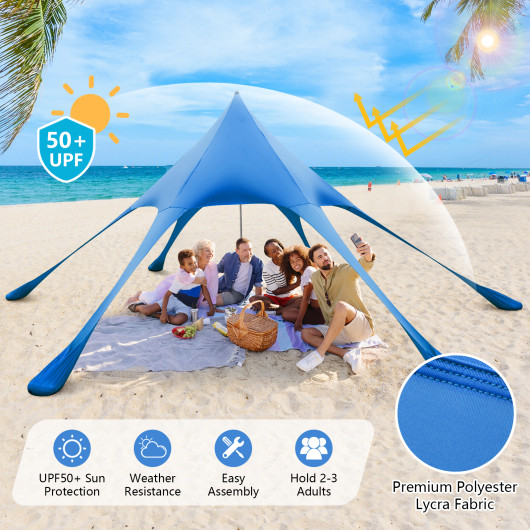 20 x 20 Feet Beach Canopy Tent with UPF50+ Sun Protection and Shovel-Blue - Image 5