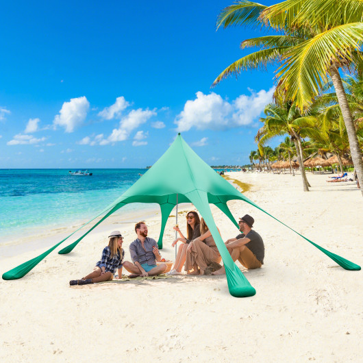 20 x 20 Feet Beach Canopy Tent with UPF50+ Sun Protection and Shovel-Green - Image 4