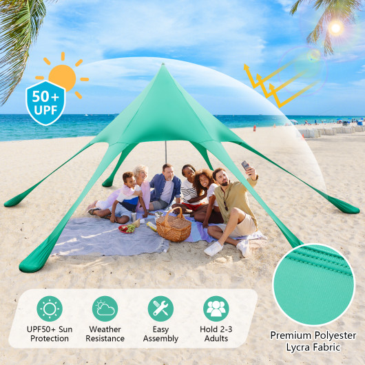 20 x 20 Feet Beach Canopy Tent with UPF50+ Sun Protection and Shovel-Green - Image 5