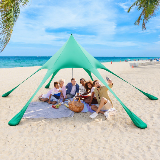 20 x 20 Feet Beach Canopy Tent with UPF50+ Sun Protection and Shovel-Green - Image 6