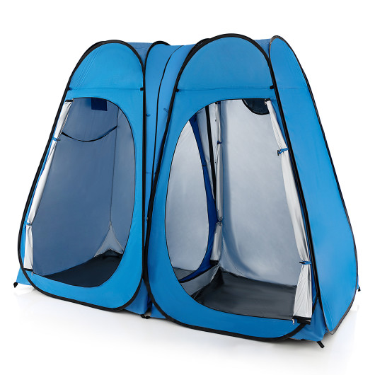 Oversized Pop Up Shower Tent with Window Floor and Storage Pocket-Blue - Image 4
