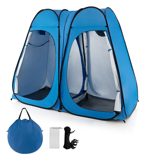Oversized Pop Up Shower Tent with Window Floor and Storage Pocket-Blue - Image 6