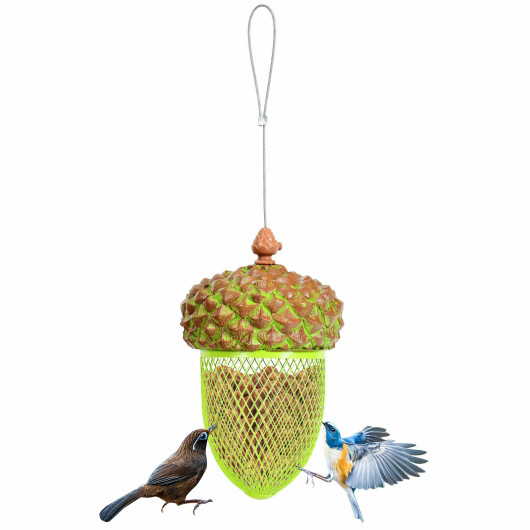 Metal Acorn Wild Bird Feeder Outdoor Hanging Food Dispenser for Garden Yard-Brown - Image 4