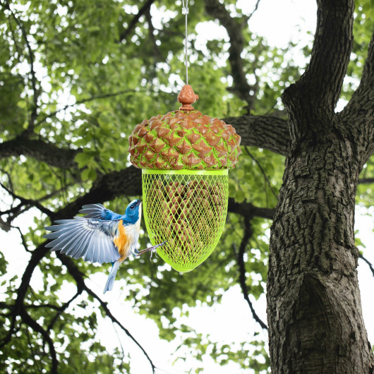 Metal Acorn Wild Bird Feeder Outdoor Hanging Food Dispenser for Garden Yard-Brown - Image 6