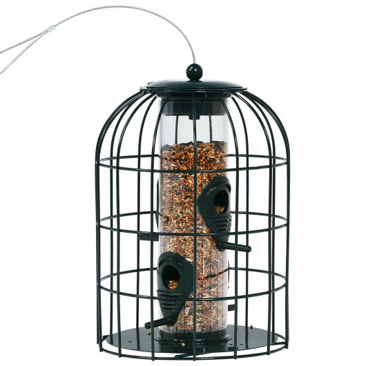 Squirrel-proof Caged Tube Wild Bird Feeder Outdoor Metal Seed Guard Deterrent - Image 5