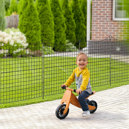 Decorative Garden Fence with 5 Panels and 5 Stakes-Black - Image 4