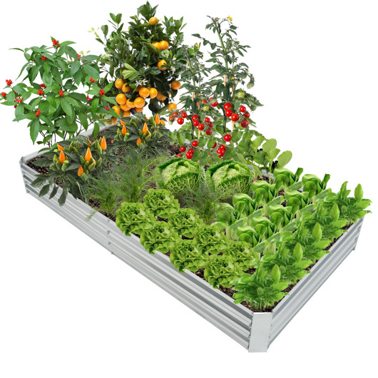 Metal Galvanized Raised Garden Bed with Open-Ended Base-8 x 4 ft