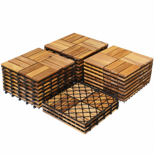 27 Pieces Acacia Wood Interlocking Patio Deck Tile - Image 6
