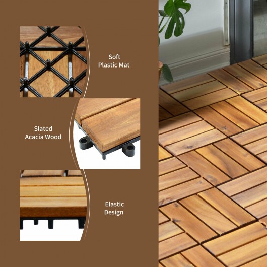 27 Pieces Acacia Wood Interlocking Patio Deck Tile - Image 5